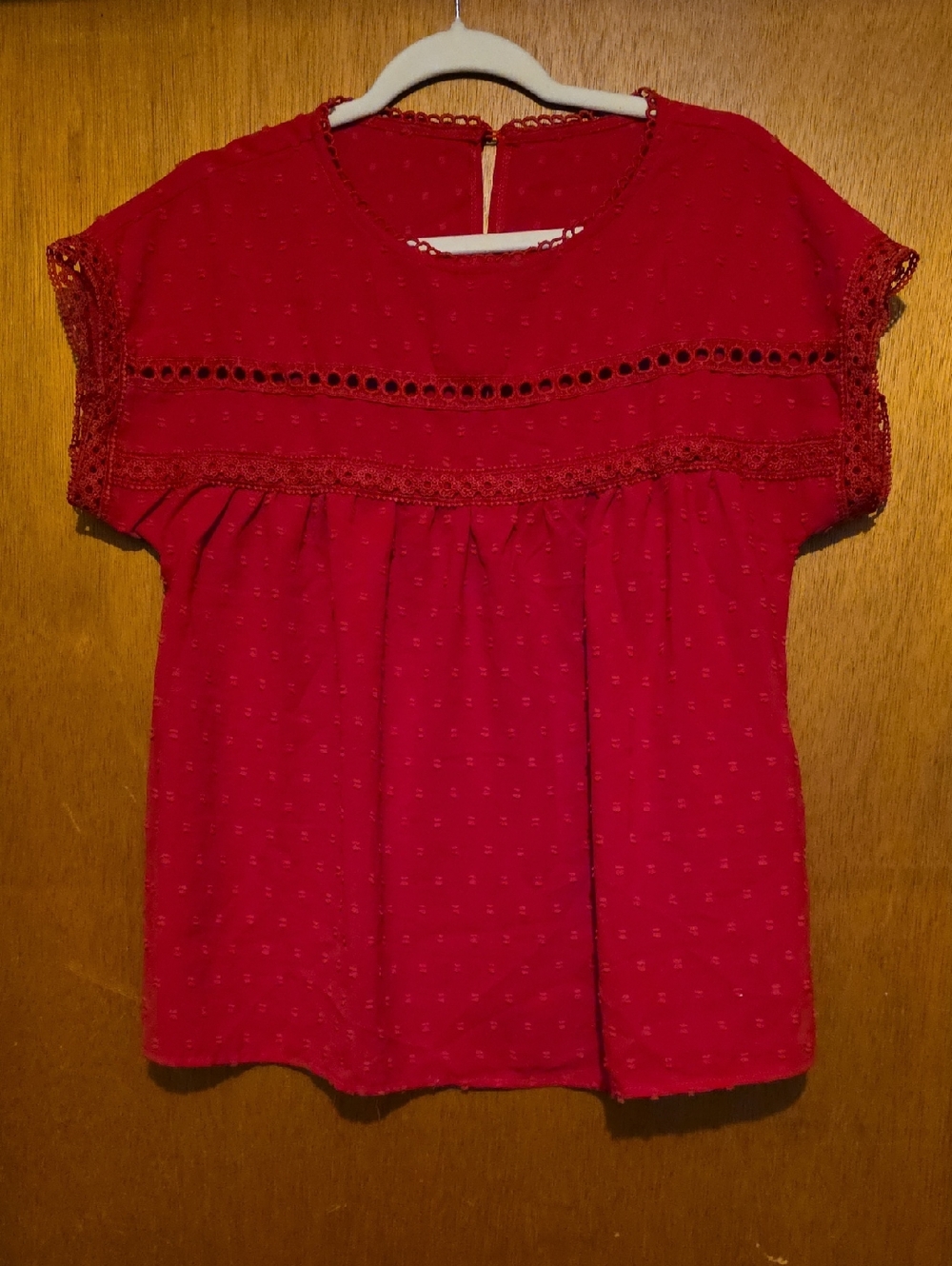 SHEIN Red Lightweight Blouse with Tag Detail
